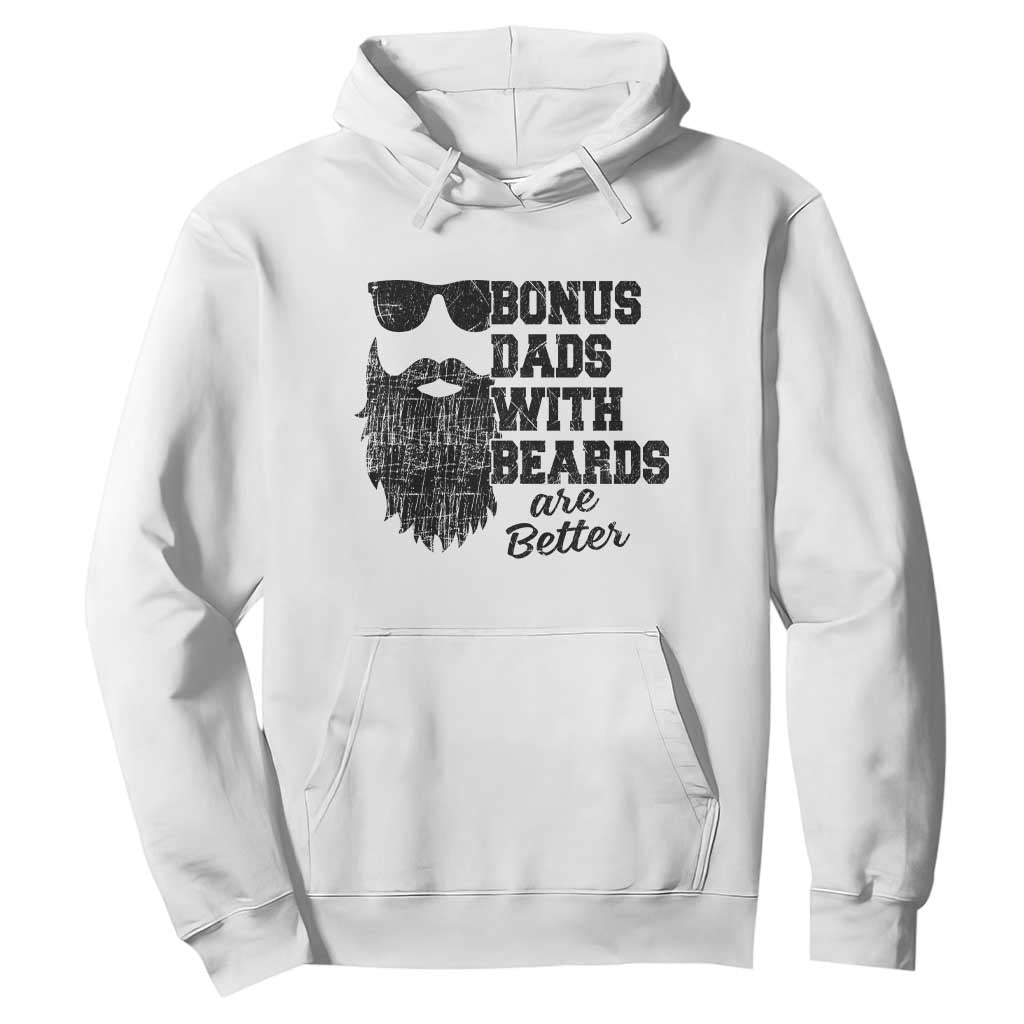 Bonus Dads With Beards Are Better Hoodie Retro Step Dad Fathers Day