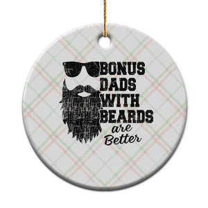 Bonus Dads With Beards Are Better Ceramic Ornament Retro Step Dad Fathers Day