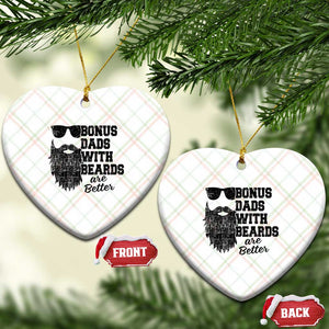 Bonus Dads With Beards Are Better Ceramic Ornament Retro Step Dad Fathers Day