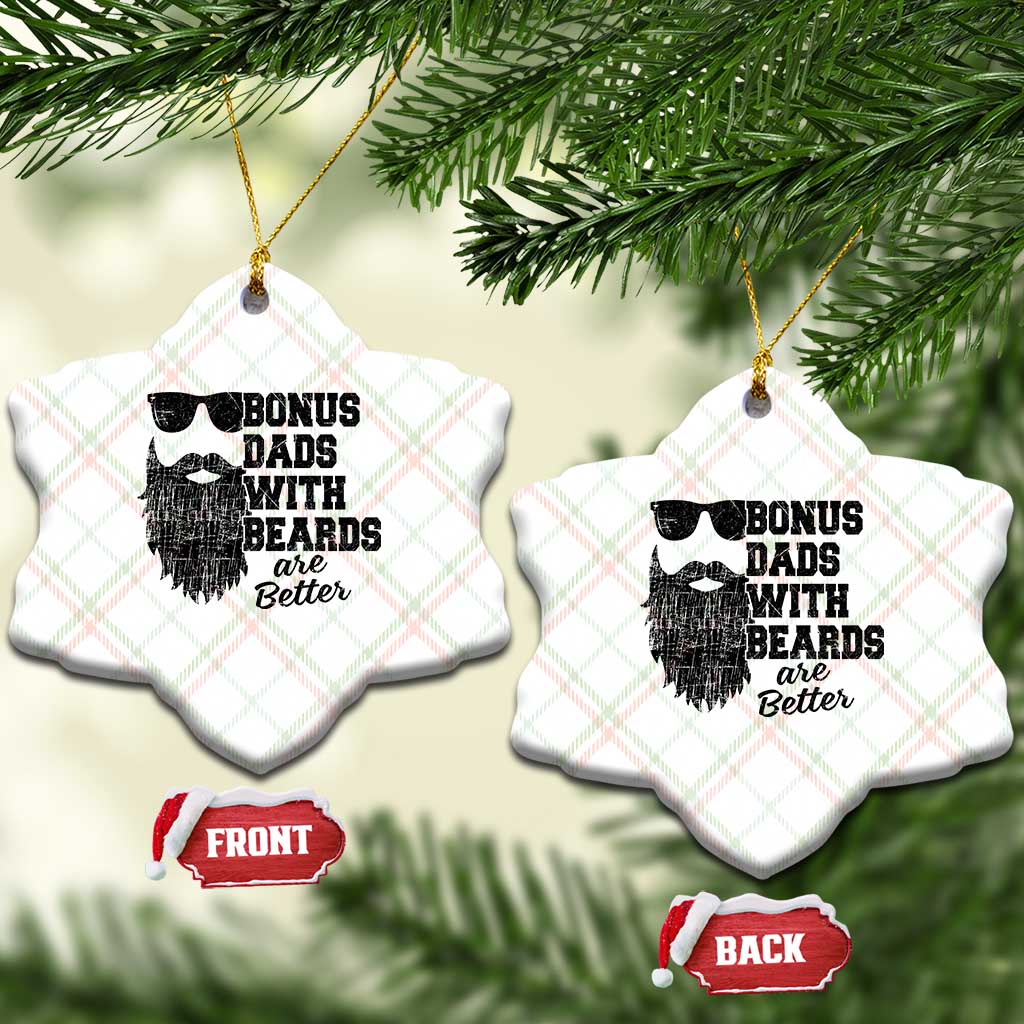 Bonus Dads With Beards Are Better Ceramic Ornament Retro Step Dad Fathers Day