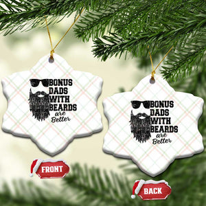 Bonus Dads With Beards Are Better Ceramic Ornament Retro Step Dad Fathers Day