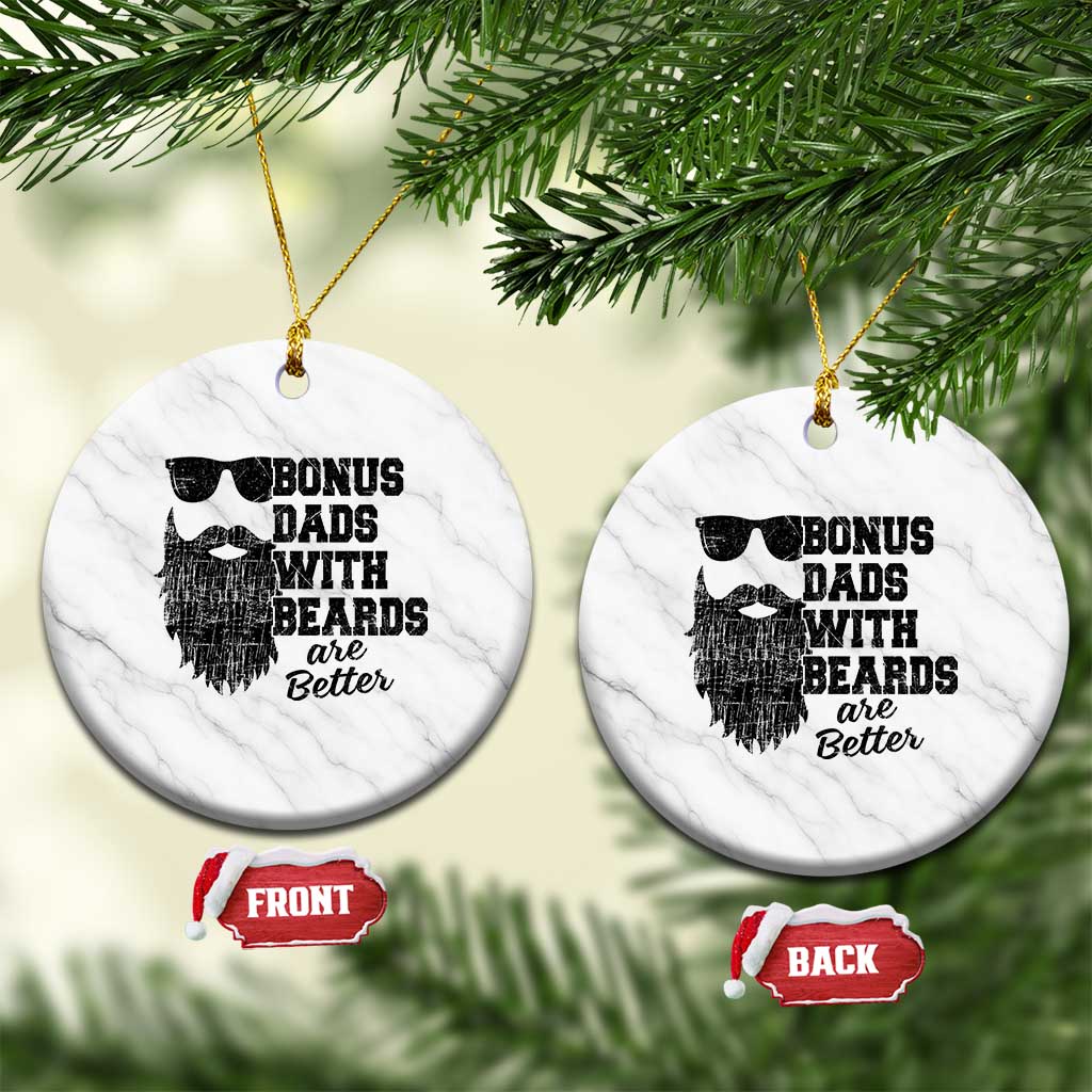 Bonus Dads With Beards Are Better Ceramic Ornament Retro Step Dad Fathers Day