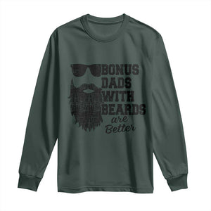 Bonus Dads With Beards Are Better Long Sleeve Shirt Retro Step Dad Fathers Day