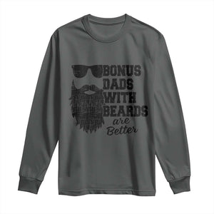 Bonus Dads With Beards Are Better Long Sleeve Shirt Retro Step Dad Fathers Day