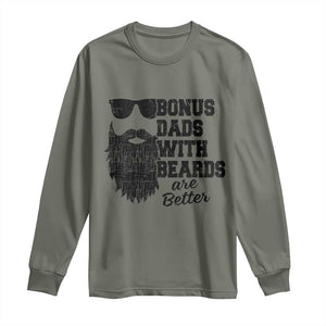 Bonus Dads With Beards Are Better Long Sleeve Shirt Retro Step Dad Fathers Day