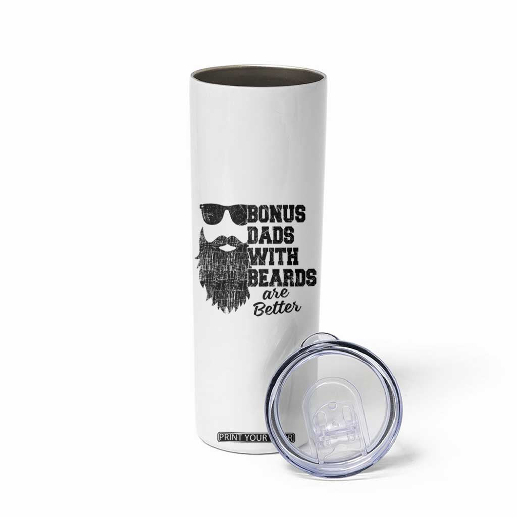 Bonus Dads With Beards Are Better Skinny Tumbler Retro Step Dad Fathers Day
