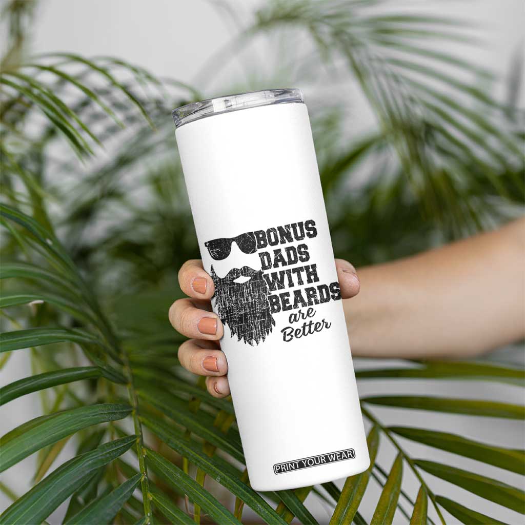 Bonus Dads With Beards Are Better Skinny Tumbler Retro Step Dad Fathers Day