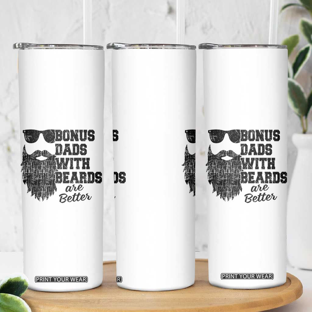 Bonus Dads With Beards Are Better Skinny Tumbler Retro Step Dad Fathers Day