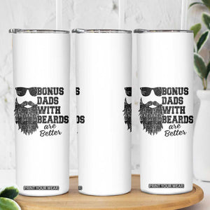 Bonus Dads With Beards Are Better Skinny Tumbler Retro Step Dad Fathers Day