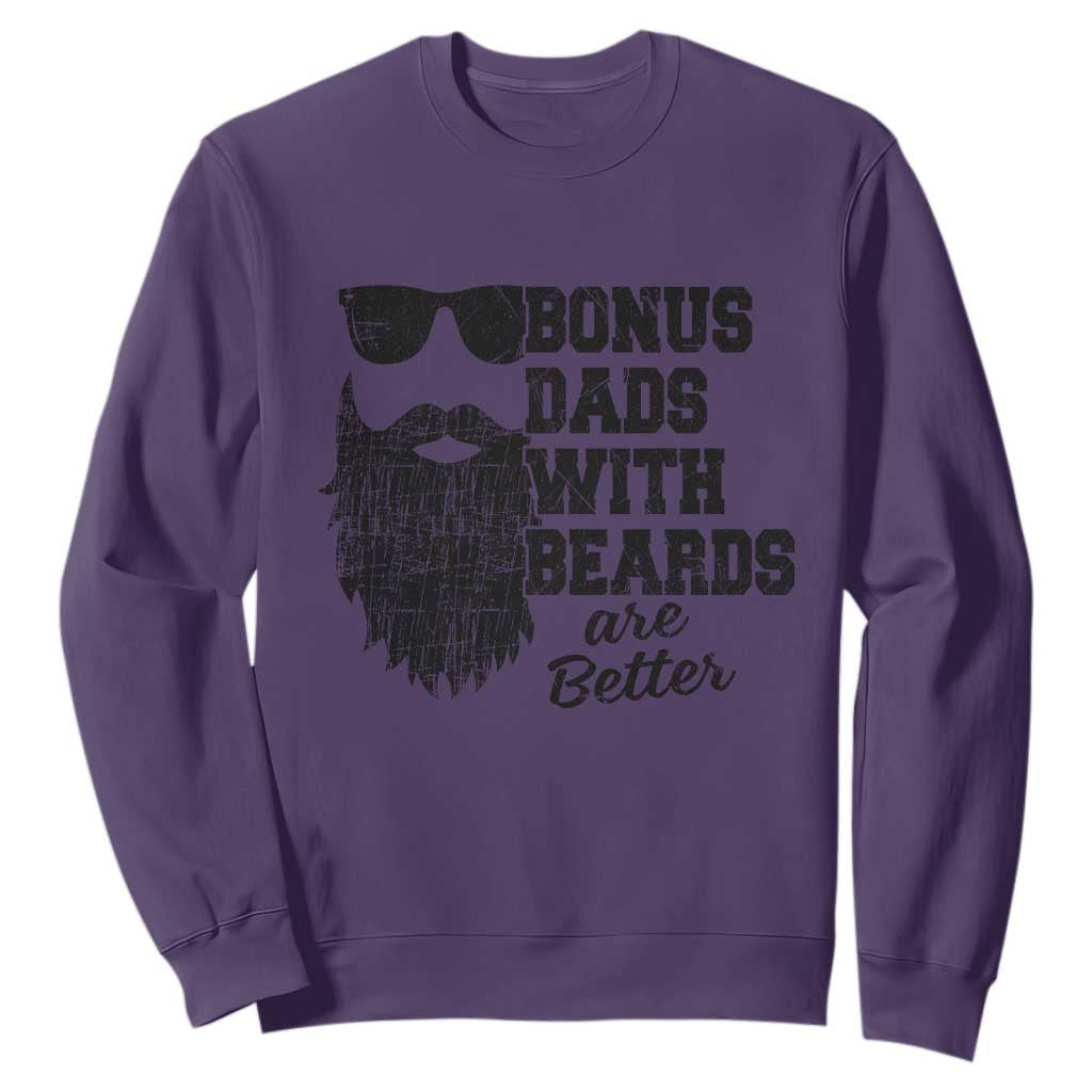 Bonus Dads With Beards Are Better Sweatshirt Retro Step Dad Fathers Day