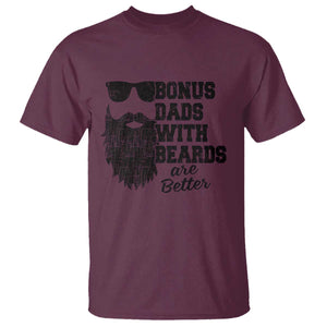 Bonus Dads With Beards Are Better T Shirt Retro Step Dad Fathers Day
