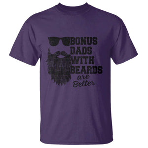Bonus Dads With Beards Are Better T Shirt Retro Step Dad Fathers Day