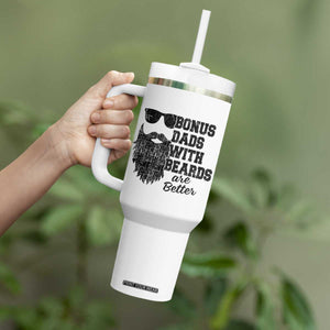 Bonus Dads With Beards Are Better Tumbler With Handle Retro Step Dad Fathers Day