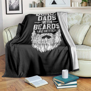 Bonus Dads With Beards Are Better Throw Blanket Funny Stepdad Stepfather Fathers Day