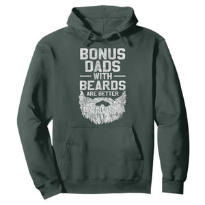 Bonus Dads With Beards Are Better Hoodie Funny Stepdad Stepfather Fathers Day TS10 Dark Forest Green Print Your Wear