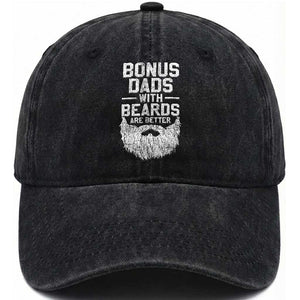 Bonus Dads With Beards Are Better Washed Cotton Baseball Cap Funny Stepdad Stepfather Fathers Day TS10 Print Your Wear