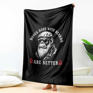 Bonus Dad Gifts Throw Blanket Retro Bigfoot Stepdad With Beards Are Better