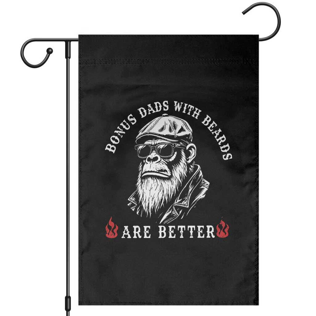 Bonus Dad Gifts Garden Flag Retro Bigfoot Stepdad With Beards Are Better TS10 Black Print Your Wear