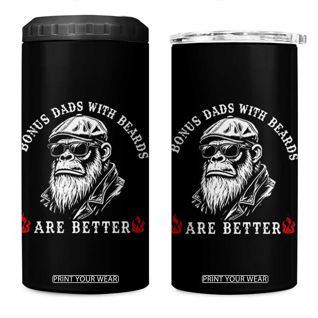 Bonus Dad Gifts 4 in 1 Can Cooler Tumbler Retro Bigfoot Stepdad With Beards Are Better TS10 One Size: 16 oz Black Print Your Wear