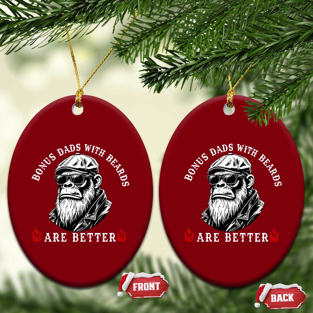 Bonus Dad Gifts Ceramic Ornament Retro Bigfoot Stepdad With Beards Are Better TS10 Print Your Wear