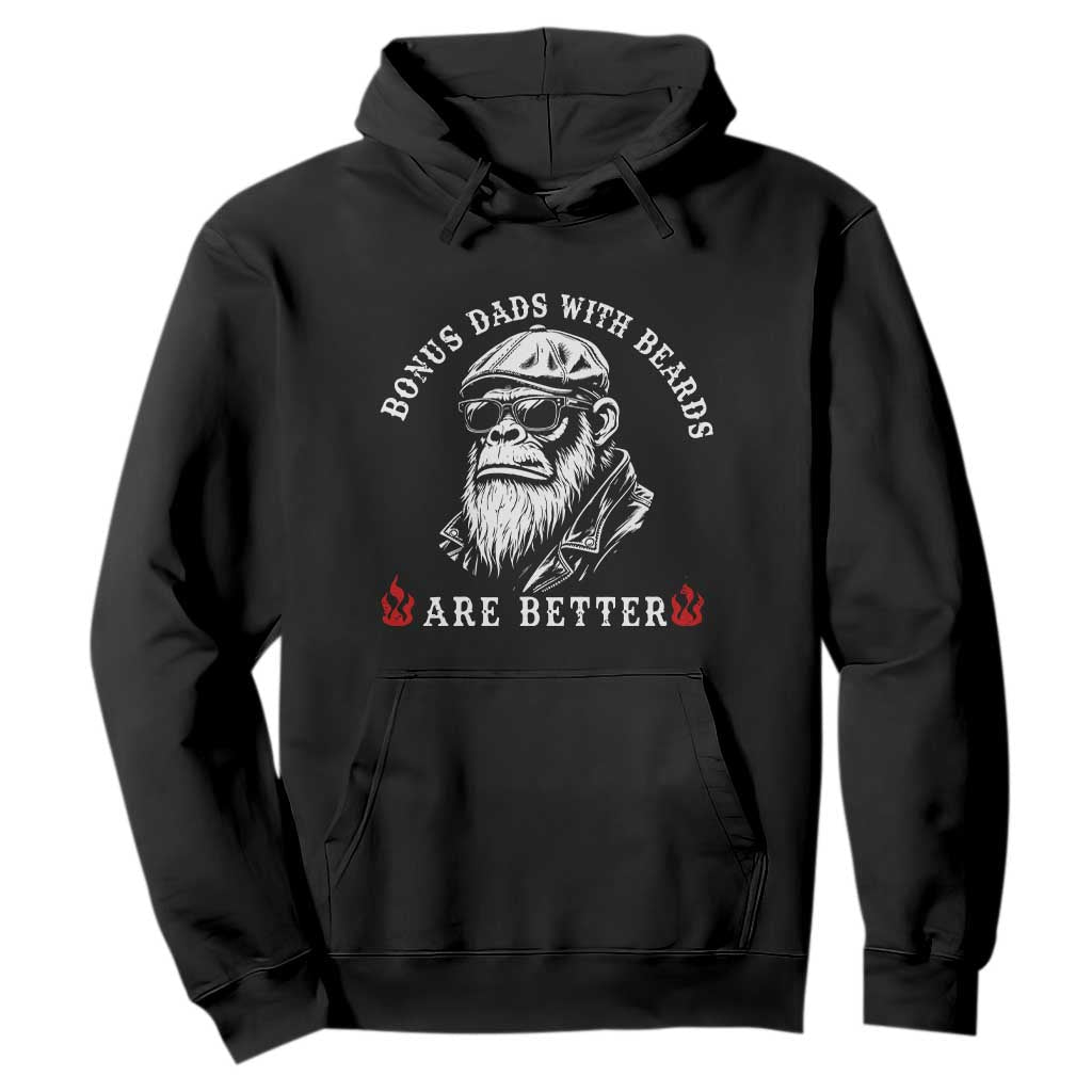 Bonus Dad Gifts Hoodie Retro Bigfoot Stepdad With Beards Are Better TS10 Black Print Your Wear