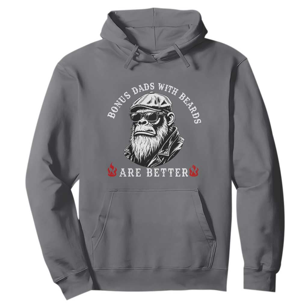 Bonus Dad Gifts Hoodie Retro Bigfoot Stepdad With Beards Are Better TS10 Charcoal Print Your Wear