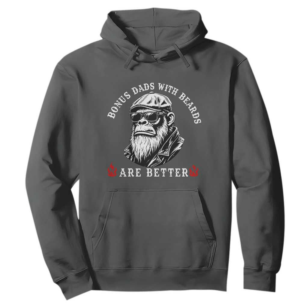 Bonus Dad Gifts Hoodie Retro Bigfoot Stepdad With Beards Are Better TS10 Dark Heather Print Your Wear