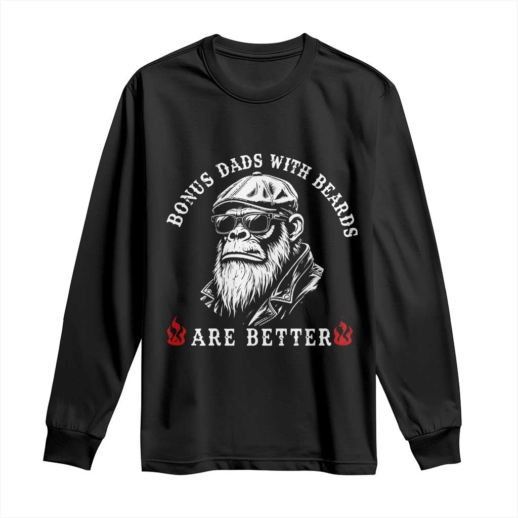 Bonus Dad Gifts Long Sleeve Shirt Retro Bigfoot Stepdad With Beards Are Better TS10 Black Print Your Wear