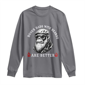 Bonus Dad Gifts Long Sleeve Shirt Retro Bigfoot Stepdad With Beards Are Better TS10 Charcoal Print Your Wear