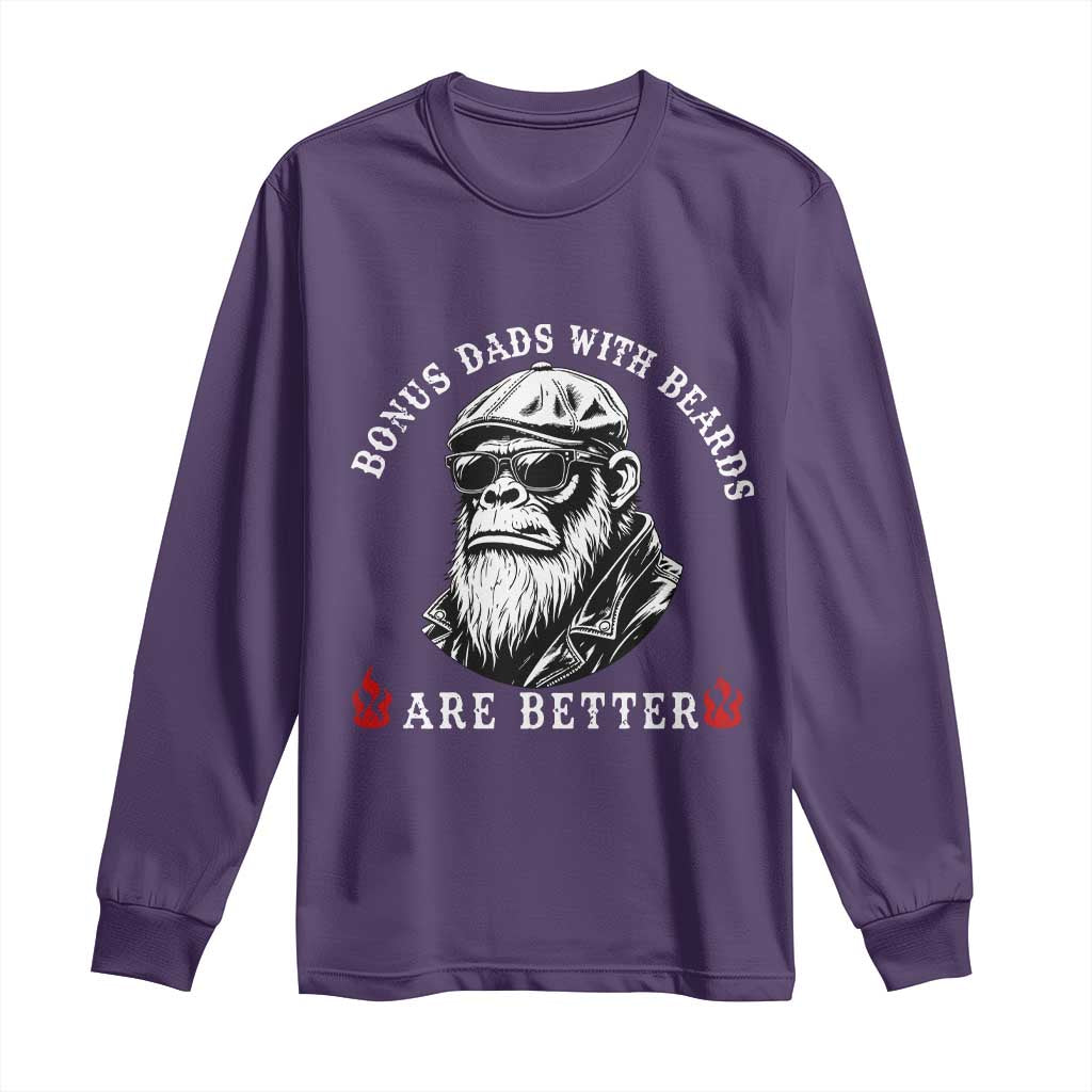 Bonus Dad Gifts Long Sleeve Shirt Retro Bigfoot Stepdad With Beards Are Better TS10 Purple Print Your Wear