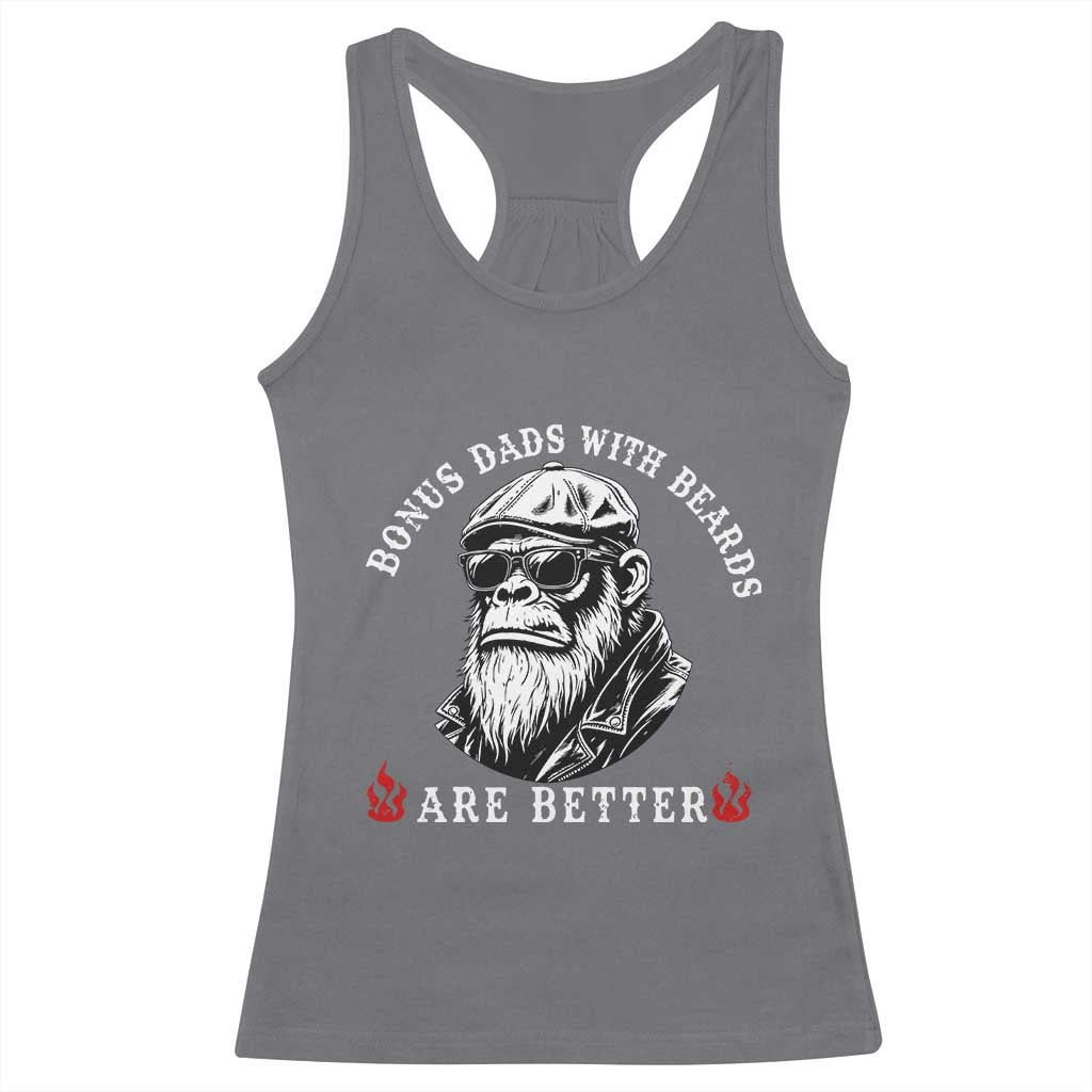 Bonus Dad Gifts Racerback Tank Top Retro Bigfoot Stepdad With Beards Are Better TS10 Charcoal Print Your Wear