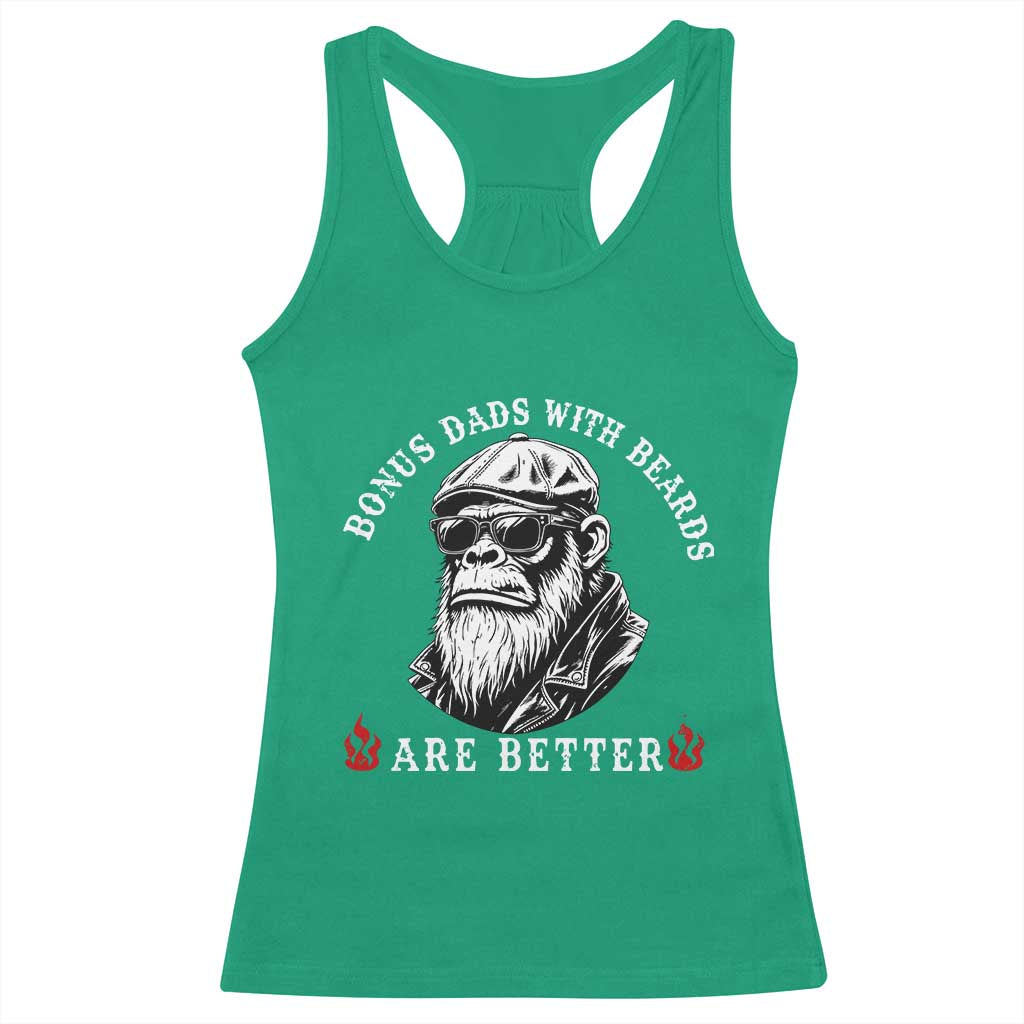 Bonus Dad Gifts Racerback Tank Top Retro Bigfoot Stepdad With Beards Are Better TS10 Irish Green Print Your Wear