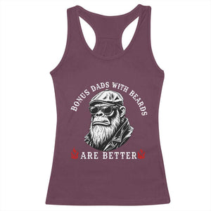 Bonus Dad Gifts Racerback Tank Top Retro Bigfoot Stepdad With Beards Are Better TS10 Maroon Print Your Wear