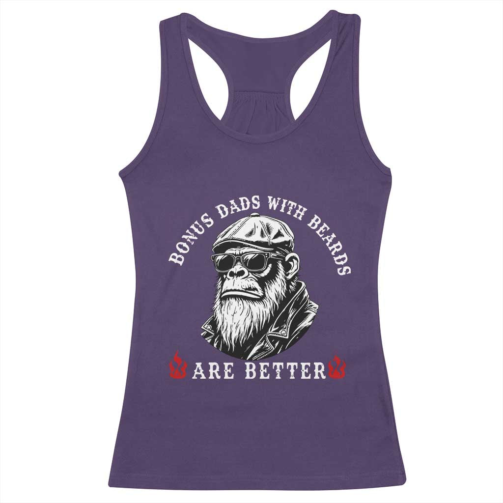 Bonus Dad Gifts Racerback Tank Top Retro Bigfoot Stepdad With Beards Are Better TS10 Purple Print Your Wear