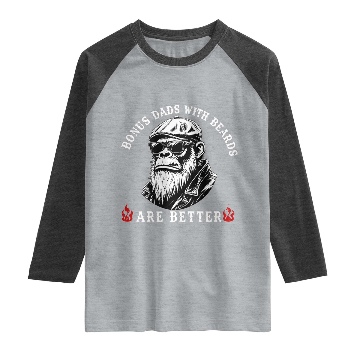 Bonus Dad Gifts Raglan Shirt Retro Bigfoot Stepdad With Beards Are Better TS10 Heather Gray Heather Charcoal Print Your Wear