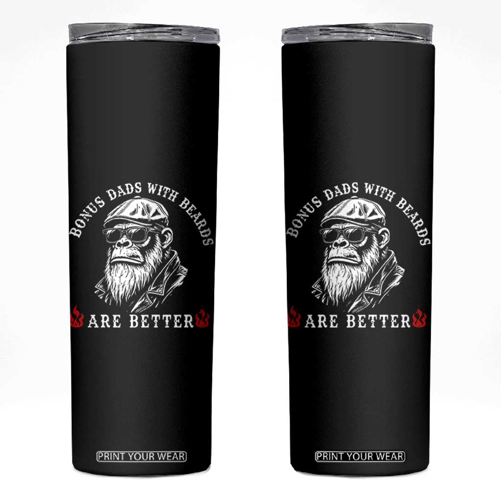 Bonus Dad Gifts Skinny Tumbler Retro Bigfoot Stepdad With Beards Are Better TS10 Black Print Your Wear