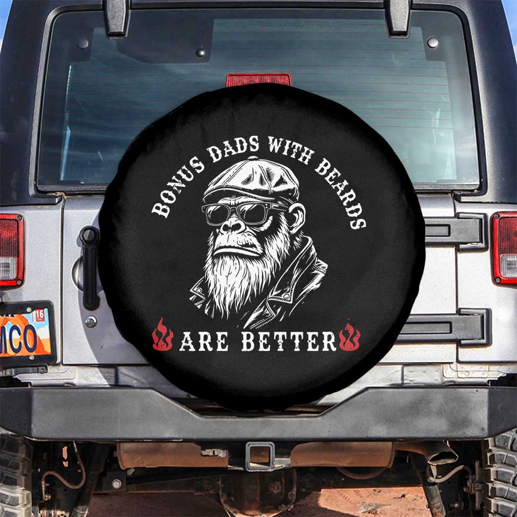 Bonus Dad Gifts Spare Tire Cover Retro Bigfoot Stepdad With Beards Are Better TS10 No hole Black Print Your Wear