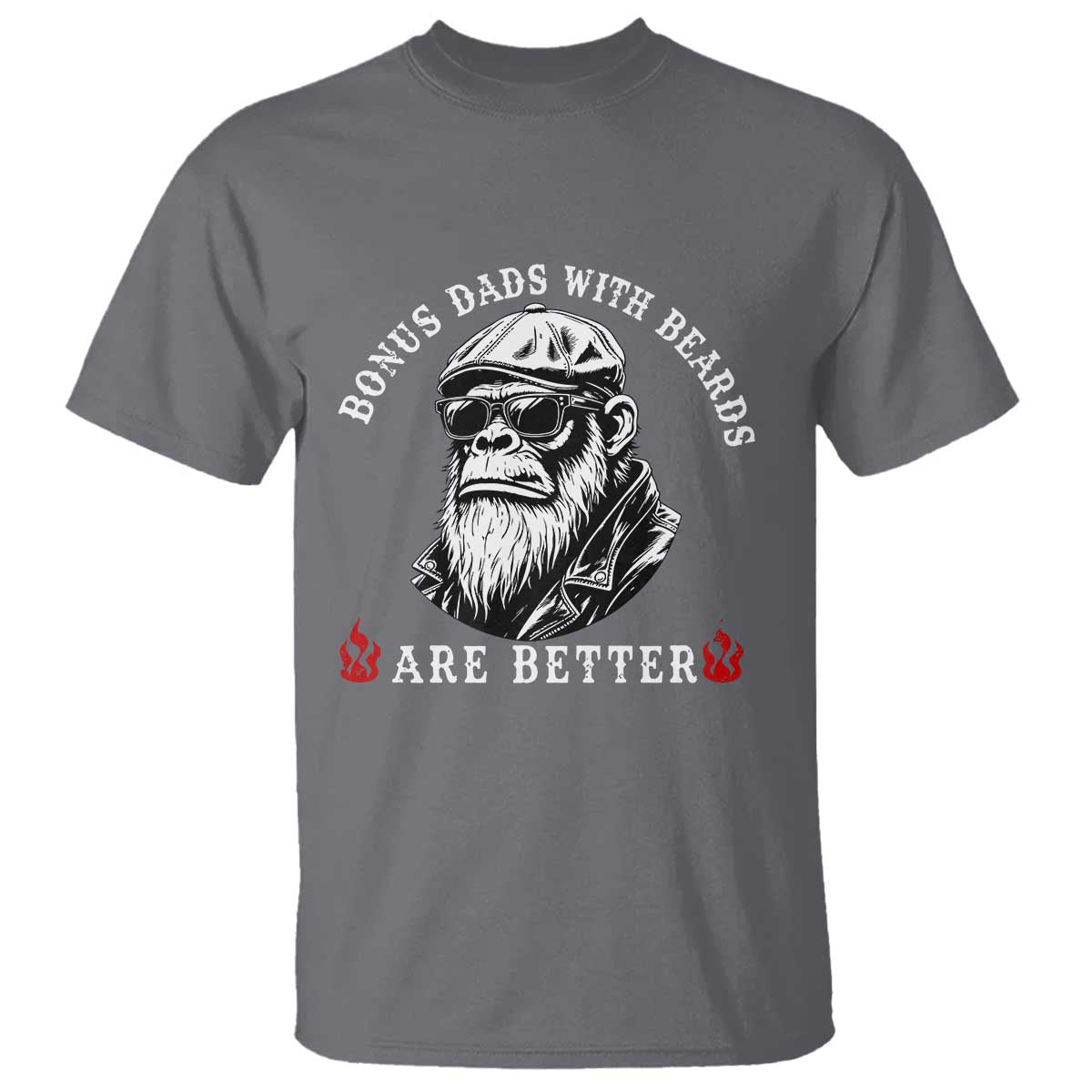 Bonus Dad Gifts T Shirt Retro Bigfoot Stepdad With Beards Are Better TS10 Charcoal Print Your Wear