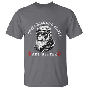 Bonus Dad Gifts T Shirt Retro Bigfoot Stepdad With Beards Are Better TS10 Charcoal Print Your Wear