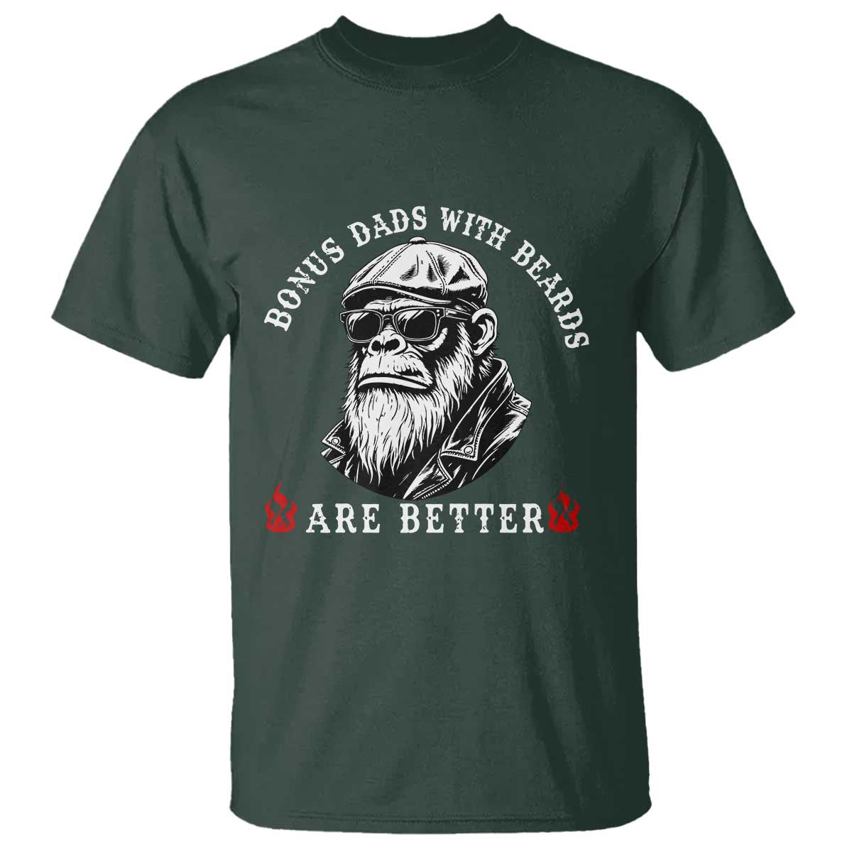 Bonus Dad Gifts T Shirt Retro Bigfoot Stepdad With Beards Are Better TS10 Dark Forest Green Print Your Wear