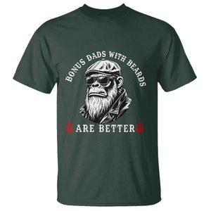 Bonus Dad Gifts T Shirt Retro Bigfoot Stepdad With Beards Are Better TS10 Dark Forest Green Print Your Wear