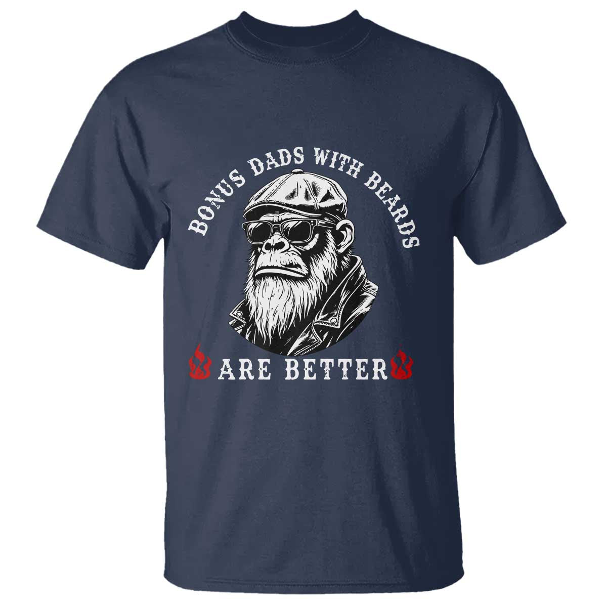 Bonus Dad Gifts T Shirt Retro Bigfoot Stepdad With Beards Are Better TS10 Navy Print Your Wear