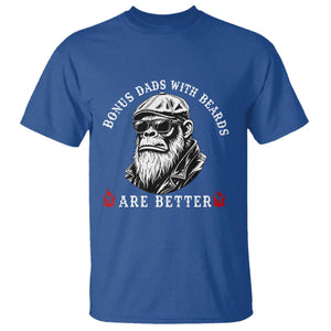 Bonus Dad Gifts T Shirt Retro Bigfoot Stepdad With Beards Are Better TS10 Royal Blue Print Your Wear