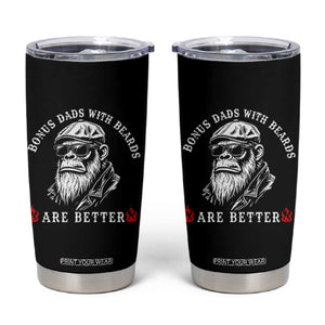 Bonus Dad Gifts Tumbler Cup Retro Bigfoot Stepdad With Beards Are Better TS10 Black Print Your Wear