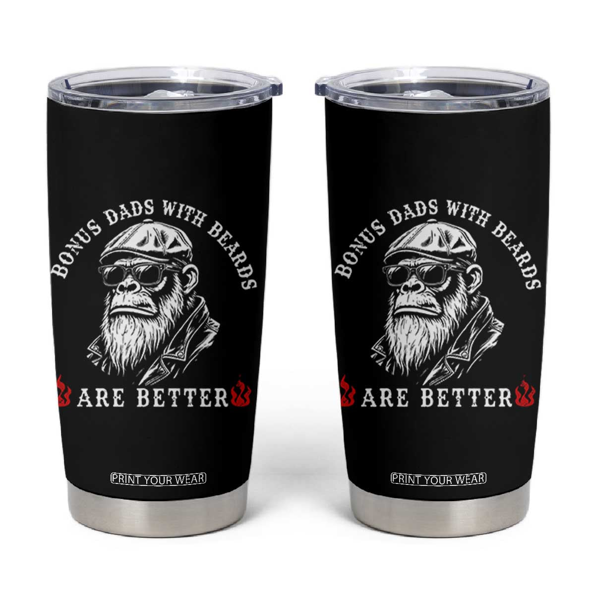 Bonus Dad Gifts Tumbler Cup Retro Bigfoot Stepdad With Beards Are Better TS10 Black Print Your Wear