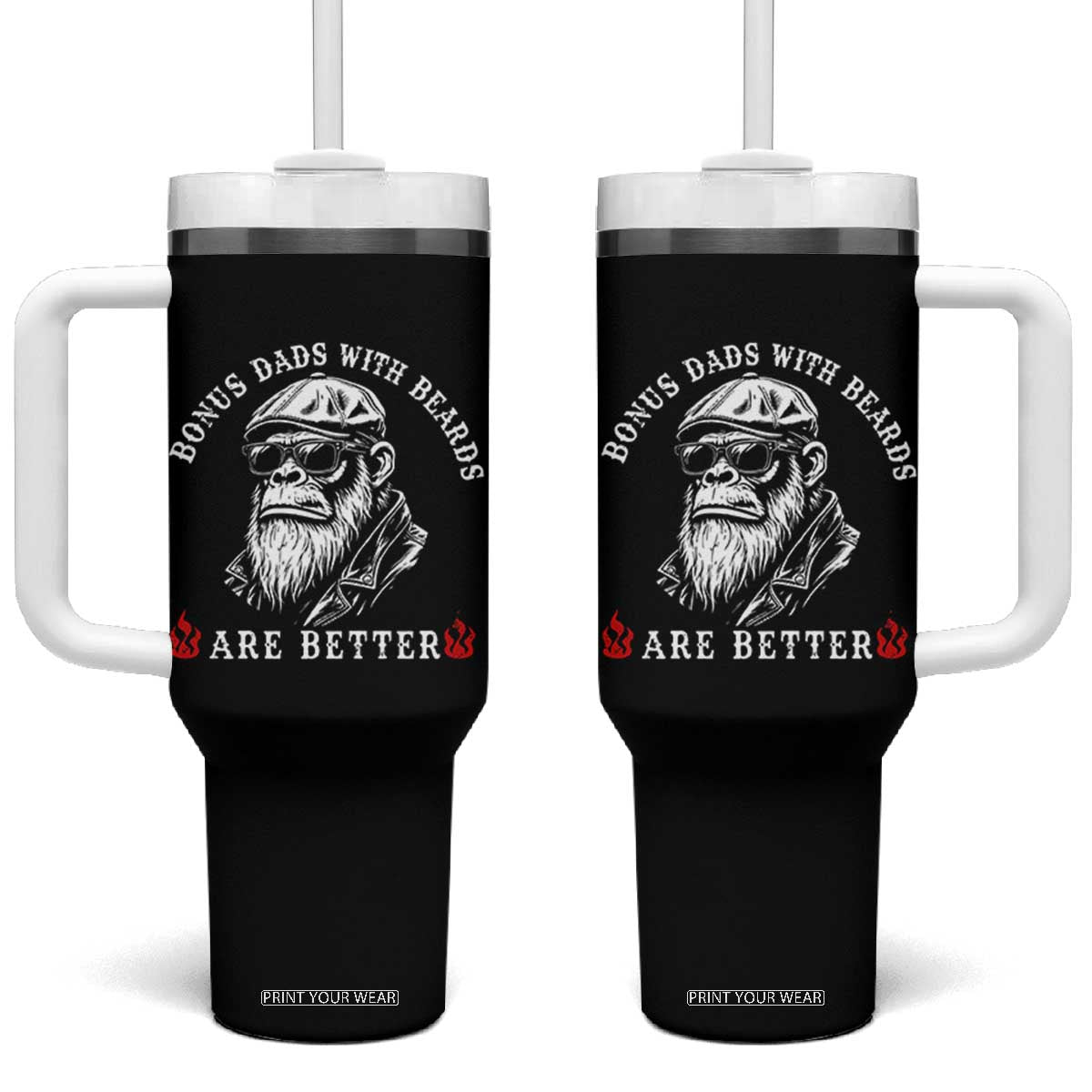 Bonus Dad Gifts Tumbler With Handle Retro Bigfoot Stepdad With Beards Are Better TS10 One Size: 40 oz Black Print Your Wear