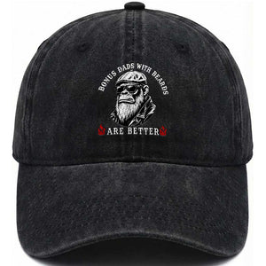 Bonus Dad Gifts Washed Cotton Baseball Cap Retro Bigfoot Stepdad With Beards Are Better TS10 Print Your Wear