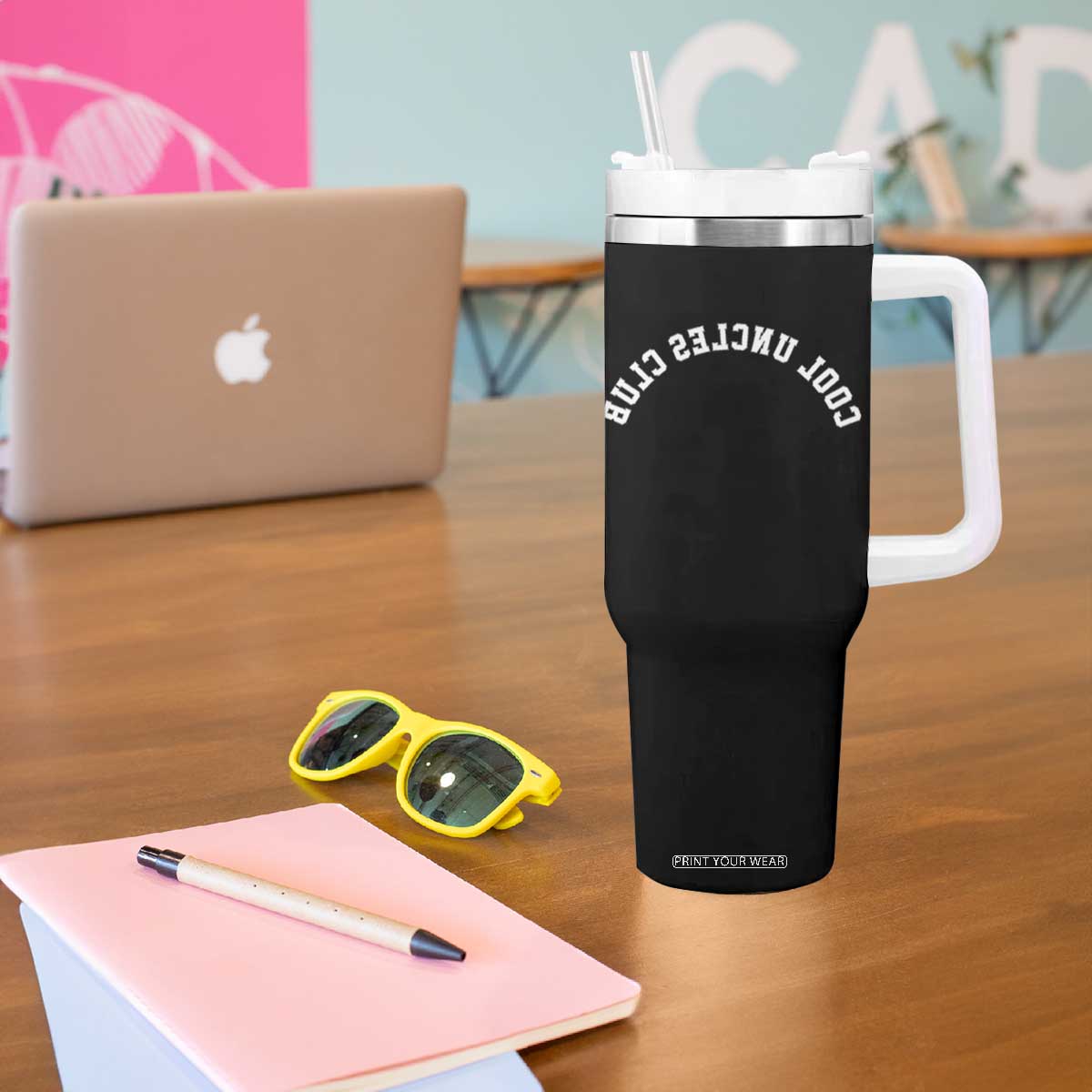 Cool Uncles Club Tumbler With Handle Gifts For Uncle Retro Upside Down Text TS10 Print Your Wear