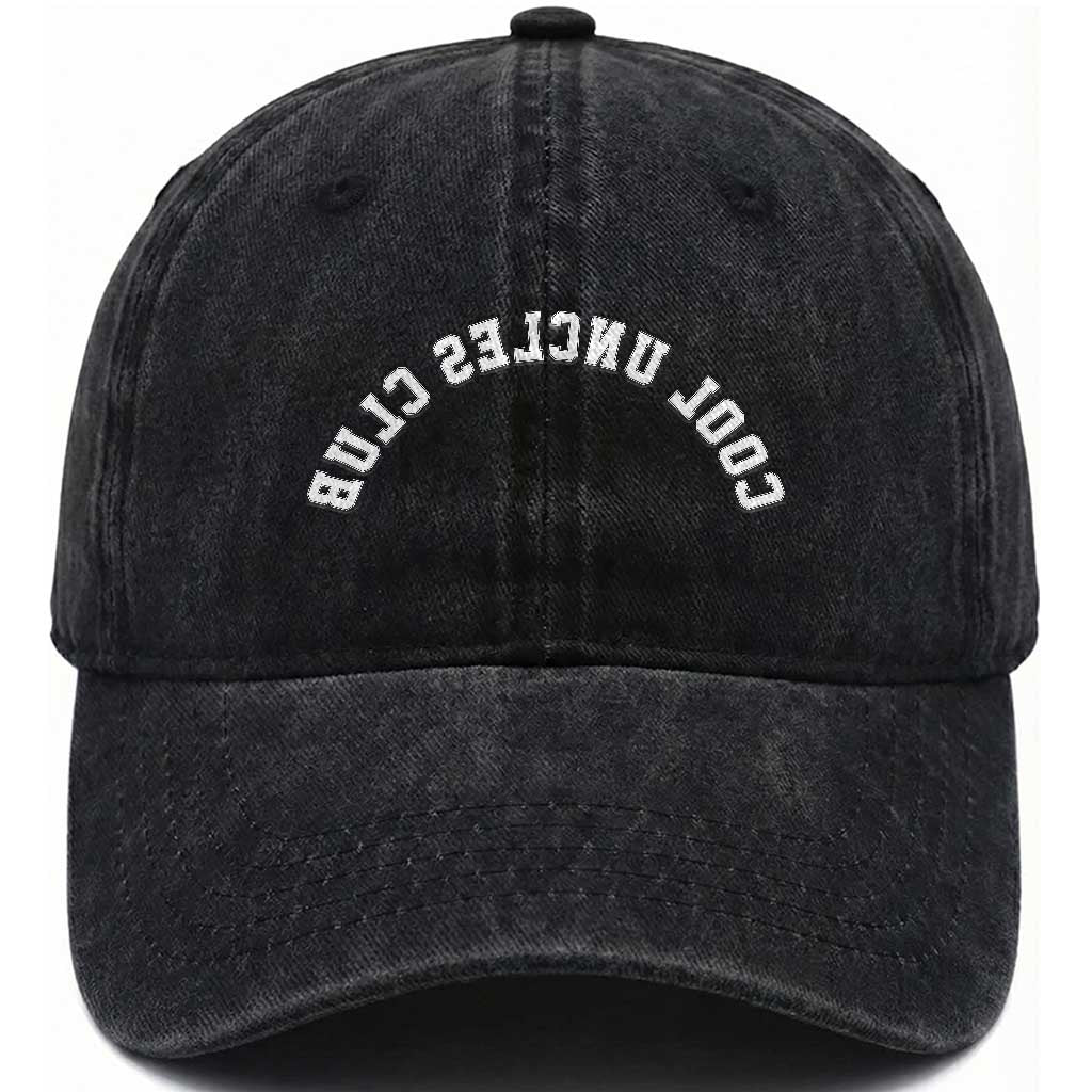 Cool Uncles Club Washed Cotton Baseball Cap Gifts For Uncle Retro Upside Down Text