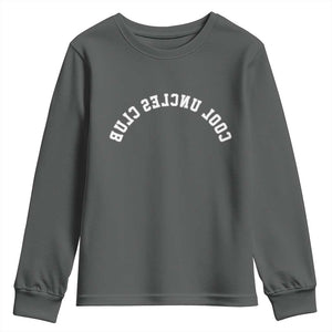 Cool Uncles Club Youth Sweatshirt Gifts For Uncle Retro Upside Down Text TS10 Dark Heather Print Your Wear